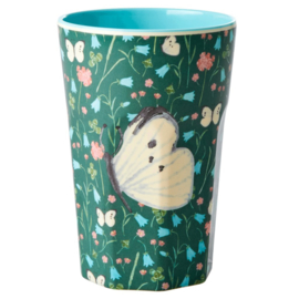 Rice Tall Melamine Cup - Sweet Butterfly Print - Dark Green