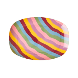 Rice Small Melamine Rectangular Plate - Funky Stripes Print