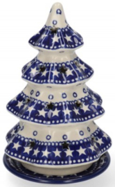 Bunzlau Christmas Tree for Tealight H 22 cm Blue Stars