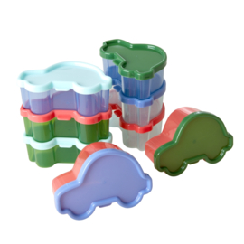 Rice Assorted Small Plastic Food Boxes in Net - Car Shaped- 8 pieces