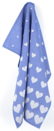 Bunzlau Tea Towel Hearts Royal Blue