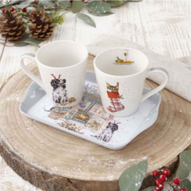 Wrendale Designs 'There's No Place Like Home' Two Mug & Tray Set -kerst-