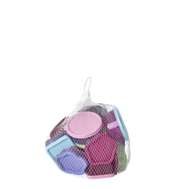 Rice Assorted Small Plastic Food Boxes in Net - 'Viva la Vida' Colors - 12 pieces