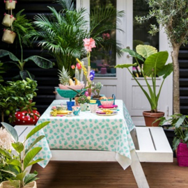 Rice Oilcloth with Palm Leaves Print