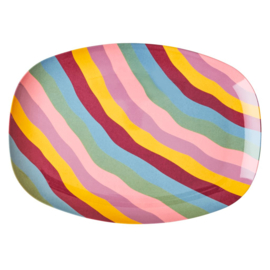 Rice Melamine Rectangular Plate - Funky Stripes Print