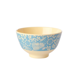 Rice Small Melamine Bowl - Blue Fern & Flower Print