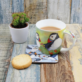 Emma Ball Mug with Gift Box - Puffins -mok met rond oor-