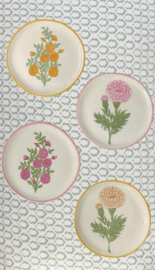 Rozablue Set van 4 Bordjes - handgemaakt - Rose & Marigold