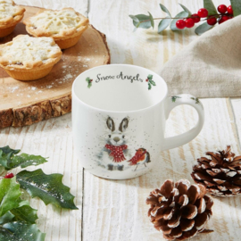 Wrendale Designs 'Snow Angels' Rabbit & Robin Mug