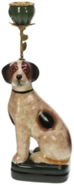 Meander Kandelaar Hond -messing & porselein-