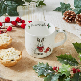 Wrendale Designs 'Snow Angels' Rabbit & Robin Mug