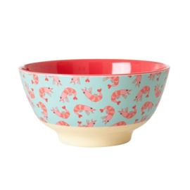 Rice Medium Melamine Bowl - Shrimp Print