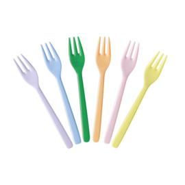 Rice Melamine Cake Forks - Assorted 'Let's Summer' Colors - Bundle of 6