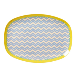 Rice Rectangular Melamine Plate with Chevron Print