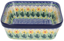 Bunzlau Oven Dish Square 1550 ml 19 x 8 x 19 cm Dancing Daffodils -Limited Edition-