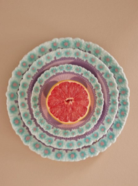 Rice Dinner Plate with Embossed Flower Design - Lavender
