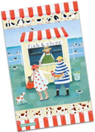 Emma Ball Cotton Tea Towel - Mr & Mrs Fish - Fish and Chips