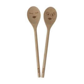 Rice Wooden Cooking Spoon - Sweet Face - Met Ophanglus-