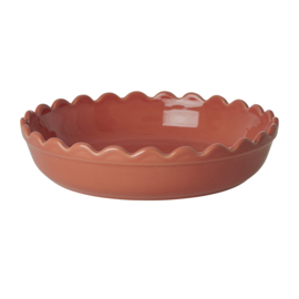 Rice Large Stoneware Pie Dish - Dark Coral