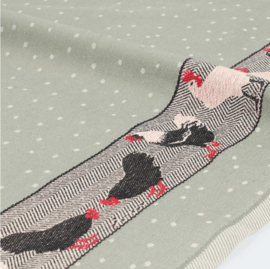 Bunzlau Tea Towel - Chickens Dark Green