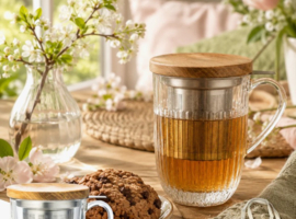 La Rochère Theeglas 360 ml - Ouessant met Theefilter & Uitlekbakje/Deksel -Honingbij-