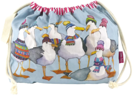 Emma Ball Drawstring Bag - Gulls in Beanies