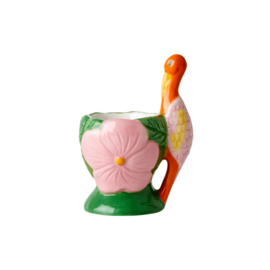 Rice Ceramic Egg Cup Flower & Crane Shape