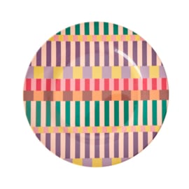Rice Melamine Side Plate with Summer Stripes Print -bord met rand-