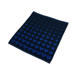 Bunzlau Kitchen Towel Hearts Dark Blue