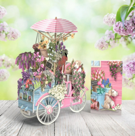 Me&McQ - 3D Wenskaart - Flower Seller's Bicycle - Pink