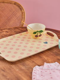 Rice Melamine Tray with Dots Print