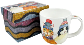 Emma Ball Mug with Gift Box - Cats in Hats -mok met rond oor-