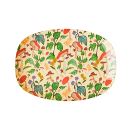 Rice Small Melamine Rectangular Plate - Mushroom Print