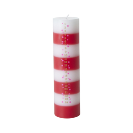 Rice Large Advent Calender Candle - Red  & White