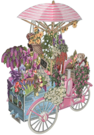 Me&McQ - 3D Wenskaart - Flower Seller's Bicycle - Pink