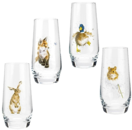 Wrendale Designs Assorted Country Animals Hi-Ball Glasses -Set of 4-