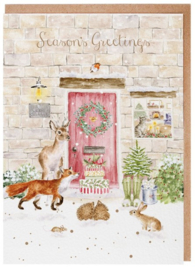 Wrendale Designs 'Christmas Cottage' Woodland Animal - Christmas Card Pack - set van 8 kaarten