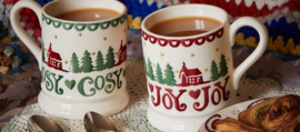 Emma Bridgewater Christmas Cabin Set Of 2 1/2 Pint Mugs