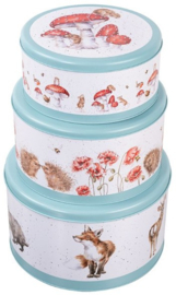 Wrendale Designs Set of 3 Cake Tins 'The Country Set' Country Animal -teal-