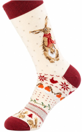 Wrendale Designs Socks 'Winter Hare' Hare - maat 41–46