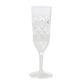 Rice Acrylic Champagne Glass with Swirly Embossed Detail - Clear