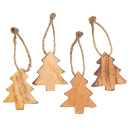 Sass & Belle Sweet Little Wooden Tree Hanging Decoration - kerstboom komt per stuk