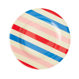 Rice Melamine Side Plate with Candy Stripes Print -bord met rand-