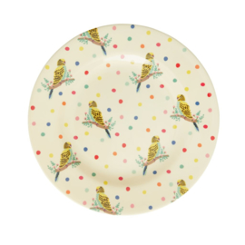 Rice Melamine Side Plate with Budgie Print -bord met rand-