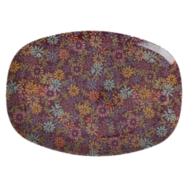 Rice Melamine Rectangular Plate - Wild Vintage Flower Print