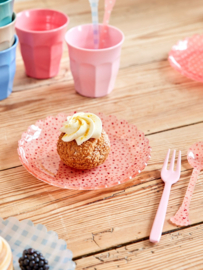 Rice Acrylic  Cake Plate - Pink Hearts