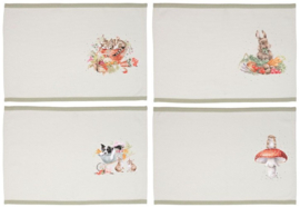 Wrendale Designs Fabric Placemats 'Garden Friends' -Set of 4-