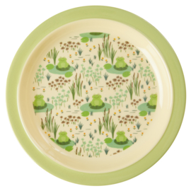 Rice Melamine Kids Plate - Frog Print  -bord met verdieping-