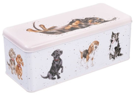 Wrendale Designs Long Rectangular Tin 'A Dog's Life' -langwerpig- -cream-