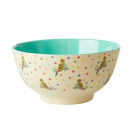 Rice Medium Melamine Bowl - Budgie Print